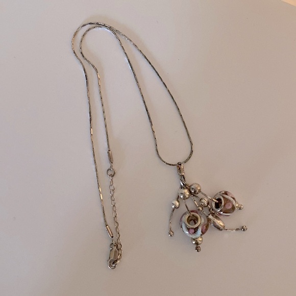 Vintage Italian lamp work beads & sterling silver bobbles necklace (925)  💜🩶 - Picture 3 of 5